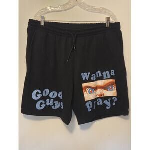 Chucky Sweat Shorts Mens XL Black Wanna Play Good Guys Casual Men